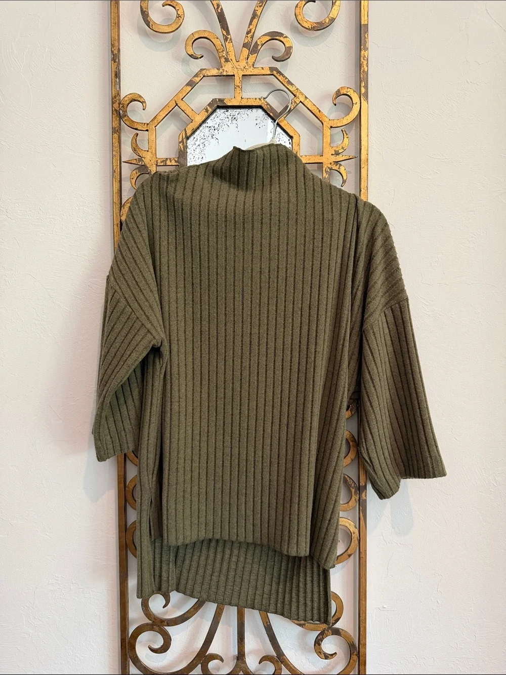 Ribbed Two-Piece Knit Set in Olive Green